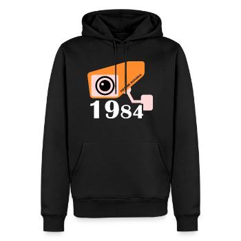 1984 - Ils regardent - Sweat à capuche Premium bio Homme - noir - Devant - Nico (187cm)