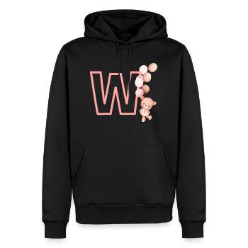 Lettre w rose ours - Sweat à capuche Premium bio Homme - noir - Devant - Nico (187cm)