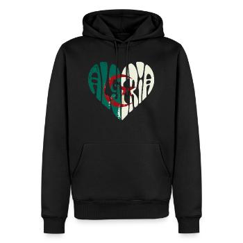 L'Algérie Dans Mon Cœur - Sweat à capuche Premium bio Homme - noir - Devant - Nico (187cm)