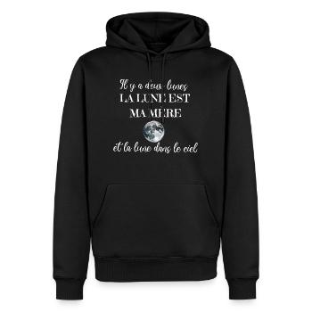 Il y a deux lunes La lune est ma mère - Sweat à capuche Premium bio Homme - noir - Devant - Nico (187cm)