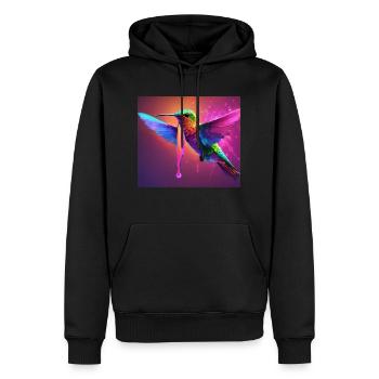 Vibrant Hummingbird in Flight - Men’s Premium Organic Hoodie - black - Front - Nico (187cm)