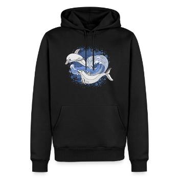 Delphine - Männer Premium Bio Hoodie - Schwarz - Vorne - Nico (187cm)
