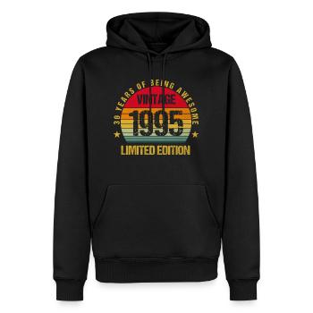 30 ans d’être génial 1995 30e anniversaire - Sweat à capuche Premium bio Homme - noir - Devant - Nico (187cm)