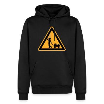 Vatertag Warnschild - Männer Premium Bio Hoodie - Schwarz - Vorne - Nico (187cm)