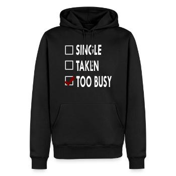 SINGLE TOO BUSY - Sweat à capuche Premium bio Homme - noir - Devant - Nico (187cm)