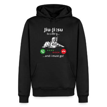 Le Jiu Jitsu m’appelle et je dois y aller - Sweat à capuche Premium bio Homme - noir - Devant - Nico (187cm)