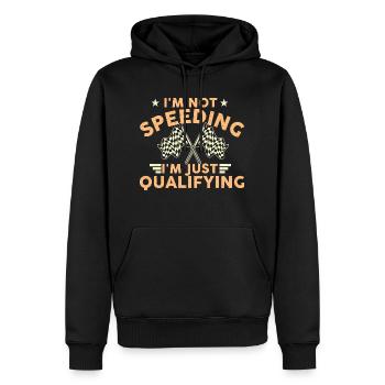 Je ne fais pas d’excès de vitesse, je suis juste en qualification - Voiture de course - Sweat à capuche Premium bio Homme - noir - Devant - Nico (187cm)