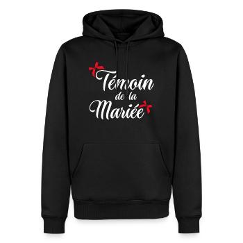 Témoin de la mariée noeud - Sweat à capuche Premium bio Homme - noir - Devant - Nico (187cm)