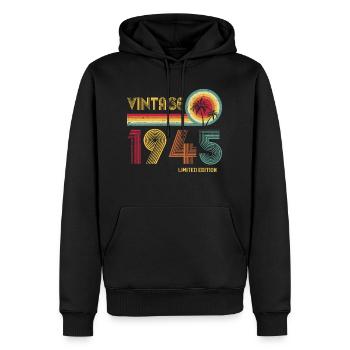 Vintage 1945 Edition Limitée – Rétro Sunset 79ème - Sweat à capuche Premium bio Homme - noir - Devant - Nico (187cm)