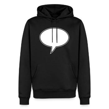 Sprechblase Design Links - Männer Premium Bio Hoodie - Schwarz - Vorne - Nico (187cm)