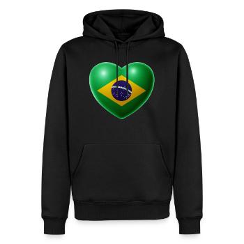 Herz (Brasilien / Brasil) 01 - Männer Premium Bio Hoodie - Schwarz - Vorne - Nico (187cm)