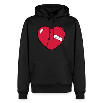 Herz - Männer Premium Bio Hoodie - Schwarz - Vorne - Nico (187cm)