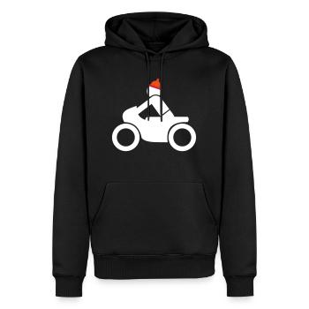 Motorradfahrer mit Helm, Geschenkidee - Männer Premium Bio Hoodie - Schwarz - Vorne - Nico (187cm)