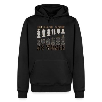 CHESS is as much a MYSTERY as WOMEN - Männer Premium Bio Hoodie - Schwarz - Vorne - Nico (187cm)