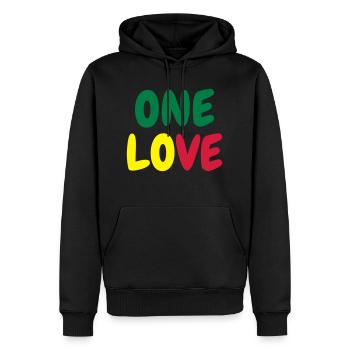 Cannabis / Haschich / Marijuana / Reggae / Rasta - Sweat à capuche Premium bio Homme - noir - Devant - Nico (187cm)