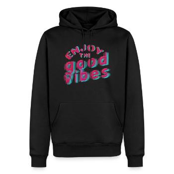 Good Vibes (Schriftzug) 01 - Männer Premium Bio Hoodie - Schwarz - Vorne - Nico (187cm)