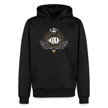 Jubiläum Geburtstag 40 - Männer Premium Bio Hoodie - Schwarz - Vorne - Nico (187cm)