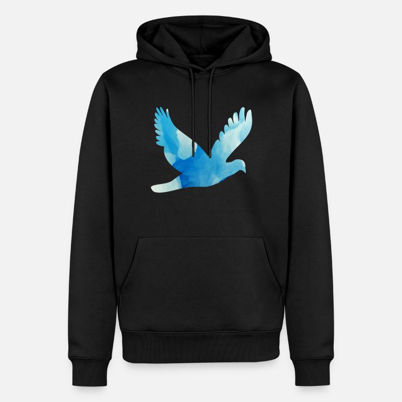 Friedenstaube in Eisblau - Männer Premium Bio Hoodie - Schwarz