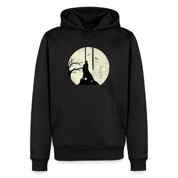 wolf und mond Geschenk - Männer Premium Bio Hoodie - Schwarz - Vorne - Nico (187cm)