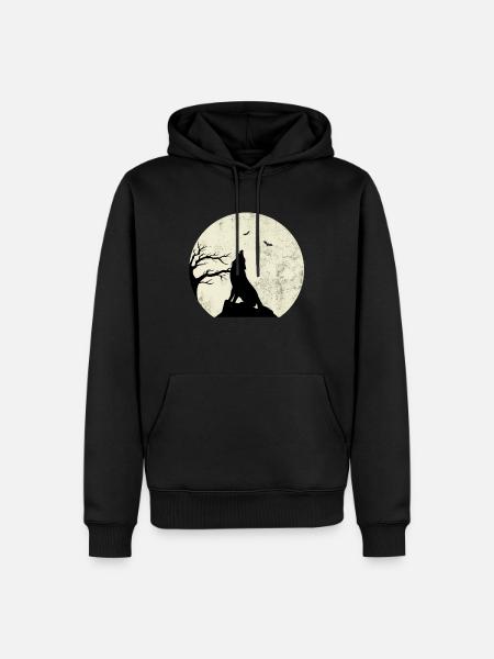 wolf and moon gift - Men’s Premium Organic Hoodie - black
