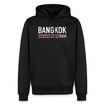 Bangkok - Männer Premium Bio Hoodie - Schwarz - Vorne - Nico (187cm)