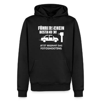 Führerschein bestanden Spruch Geschenk - Männer Premium Bio Hoodie - Schwarz - Vorne - Nico (187cm)