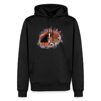 Ours panda rouge - Sweat à capuche Premium bio Homme - noir - Devant - Nico (187cm)