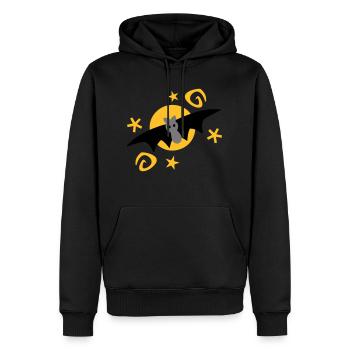 Fledermaus im Mondlicht - Männer Premium Bio Hoodie - Schwarz - Vorne - Nico (187cm)