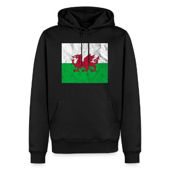 Drapeau du Pays de Galles Vintage - Sweat à capuche Premium bio Homme - noir - Devant - Nico (187cm)