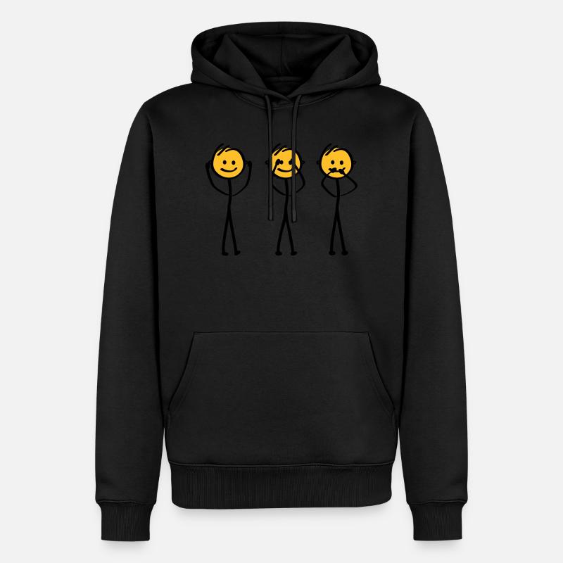 Slogan Écoutez, voyez et gardez le silence. Trois singes - Sweat à capuche Premium bio Homme - noir