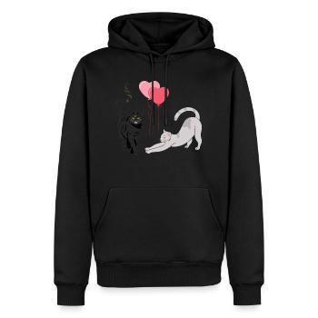 Chats ballons - Sweat à capuche Premium bio Homme - noir - Devant - Nico (187cm)