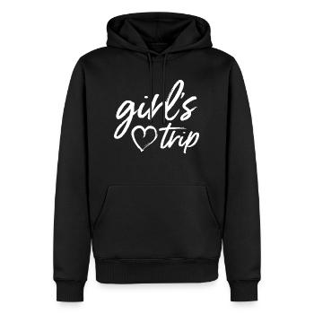 Voyage de fille - Sweat à capuche Premium bio Homme - noir - Devant - Nico (187cm)