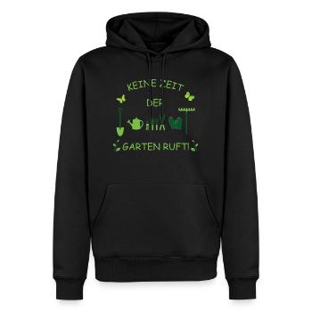 KEINE ZEIT DER GARTEN RUFT! - Männer Premium Bio Hoodie - Schwarz - Vorne - Nico (187cm)