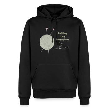Stricken ist mein glücklicher Ort - Männer Premium Bio Hoodie - Schwarz - Vorne - Nico (187cm)