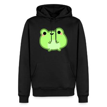 kawaii & glücklicher grüner Frosch froggy - Männer Premium Bio Hoodie - Schwarz - Vorne - Nico (187cm)