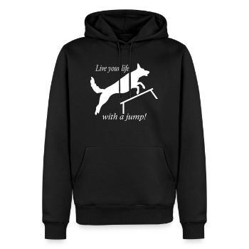 Chien Dog Agility - Sweat à capuche Premium bio Homme - noir - Devant - Nico (187cm)