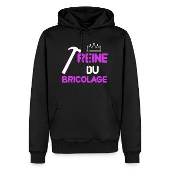 Reine du bricolage cadeau femme bricolage - Sweat à capuche Premium bio Homme - noir - Devant - Nico (187cm)