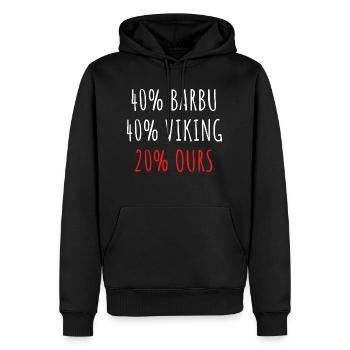 40% Barbu 40% Viking 20% Ours Homme Père Papy pépé - Sweat à capuche Premium bio Homme - noir - Devant - Nico (187cm)