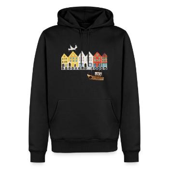 Bergen Norvège - Sweat à capuche Premium bio Homme - noir - Devant - Nico (187cm)
