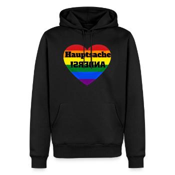 HAUPTSACHE ANDERS! - Männer Premium Bio Hoodie - Schwarz - Vorne - Nico (187cm)