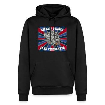 SEI KEIN PENNER FAHR VERBRENNER - Männer Premium Bio Hoodie - Schwarz - Vorne - Nico (187cm)