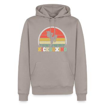 Vintage Kickboxer Fighter Kickboxing MMA Sports - Men’s Premium Organic Hoodie - taupe - Front - Nico (187cm)