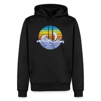 Delphine - Männer Premium Bio Hoodie - Schwarz - Vorne - Nico (187cm)