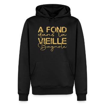 Vieille bagnole cadeau mecanicien tshirt mecanique - Sweat à capuche Premium bio Homme - noir - Devant - Nico (187cm)