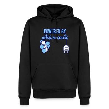 Powered By Antidepressants mental health empowered - Men’s Premium Organic Hoodie - black - Front - Nico (187cm)