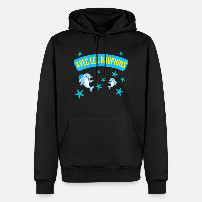 AVEC LES DAUPHINS - Sweat à capuche Premium bio Homme - noir