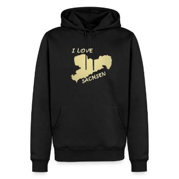 I Love Sachsen - Männer Premium Bio Hoodie - Schwarz - Vorne - Nico (187cm)