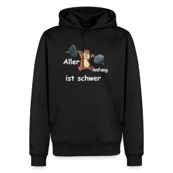 Aller Anfang ist schwer - Männer Premium Bio Hoodie - Schwarz - Vorne - Nico (187cm)