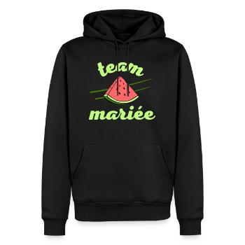EVJF pastèque été Team mariée - Sweat à capuche Premium bio Homme - noir - Devant - Nico (187cm)