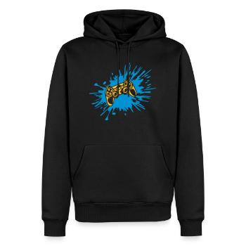 Tropfen Farbklecks Controller Konsole - Männer Premium Bio Hoodie - Schwarz - Vorne - Nico (187cm)